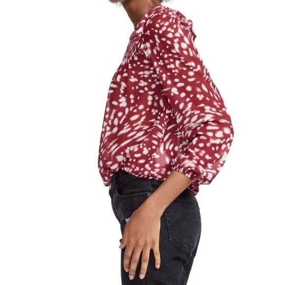 Maje Swirling Dot Lipone Smocked Blouse size 1 - Picture 3 of 13